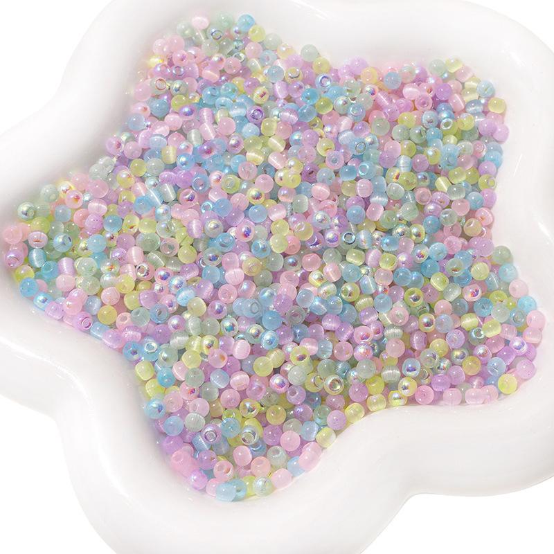 4 мм бусины Aurora Cat's Eye Millet, стеклянные круглые бусины, самодельные бусины для нанизывания вручную, аксессуары для браслета-цепочки для сотового телефона, бусины свободного покроя, прекрасный цвет