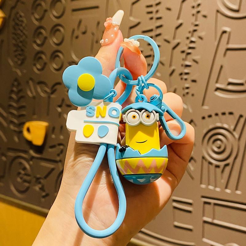 Adorable Cartoon Minion Keychain Silicone Key Ring Cute Gift For Women And Kids