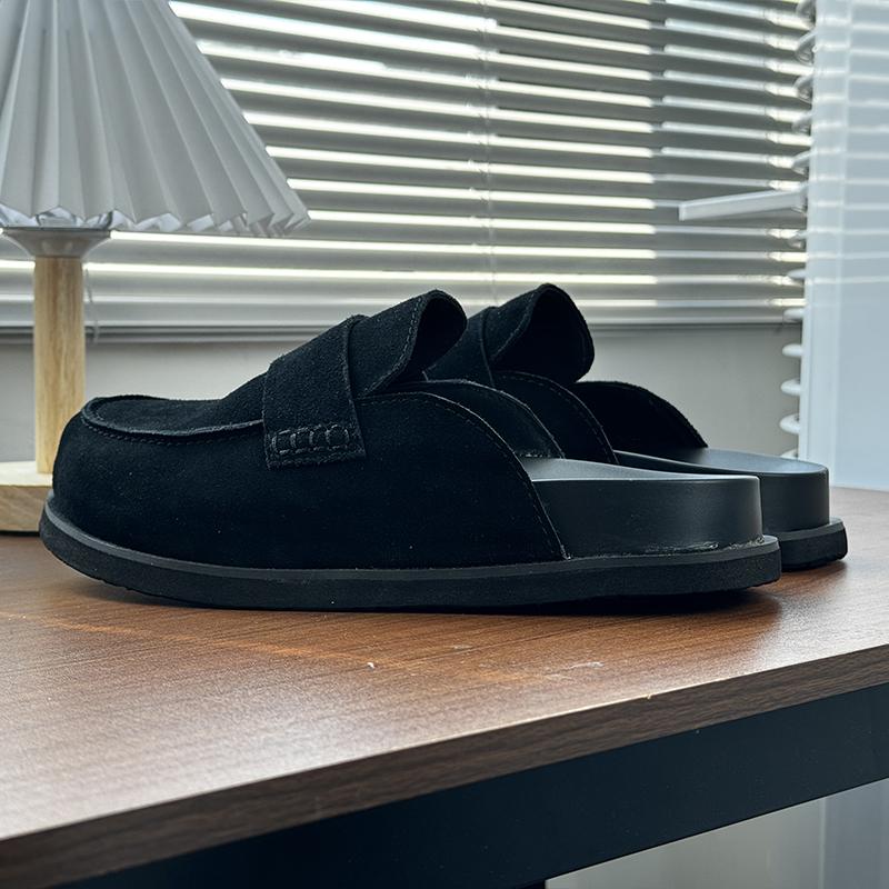 Мужские замшевые мюли-тапочки Удобная мужская обувь для ходьбы Для дома и улицы Мягкая подошва Дышащие балетки Ручная работа Мужская повседневная обувь