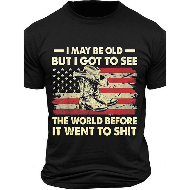 Летний топ с круглым вырезом, 3D-принтом в стиле ретро с флагом, модная повседневная дышащая мужская футболка с коротким рукавом