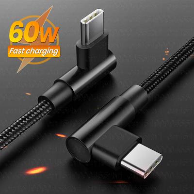 PD 60W двойной коленчатый USB-кабель для передачи данных для Macbook Pro TypeC - USB C шнур для быстрой зарядки USB-кабель для Samsung Xiaomi