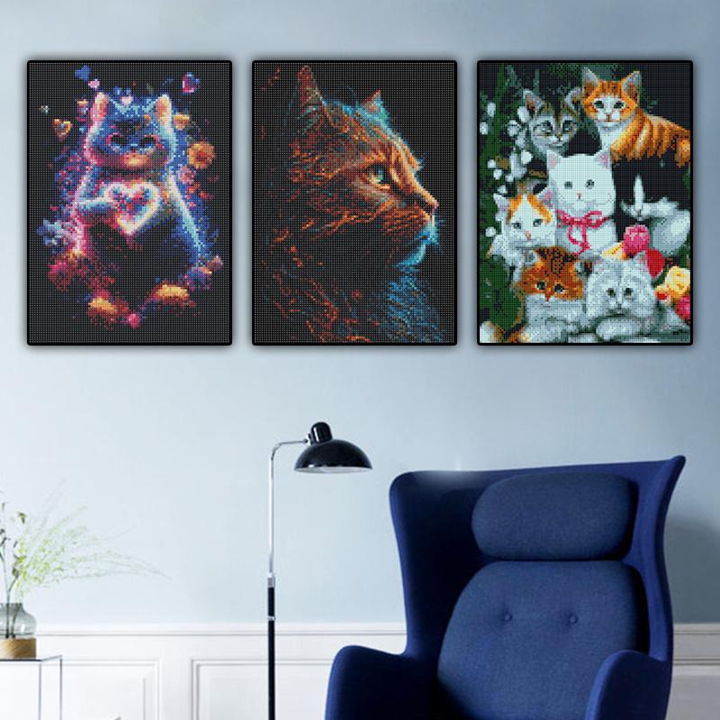 5D Алмазная картина Полный Алмазный кот Алмазная картина Ручная работа Diy Алмазная мозаика Картина Украшение дома