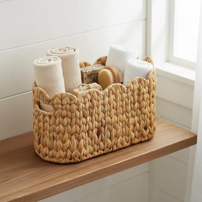 Natural Woven Storage Basket Living Room Desk Bedroom Organizing - Style Decorative Bin