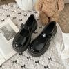 Black French Retro Thick Heel Platform Small Leather Shoes Women's 2025 New Spring and Autumn Round Head Shallow Mouth Mary Jane Single Shoes
