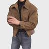 Korean Men's Suede Lapel Zipper Flight Jacket - Autumn/Winter Trendy Hong Kong Style