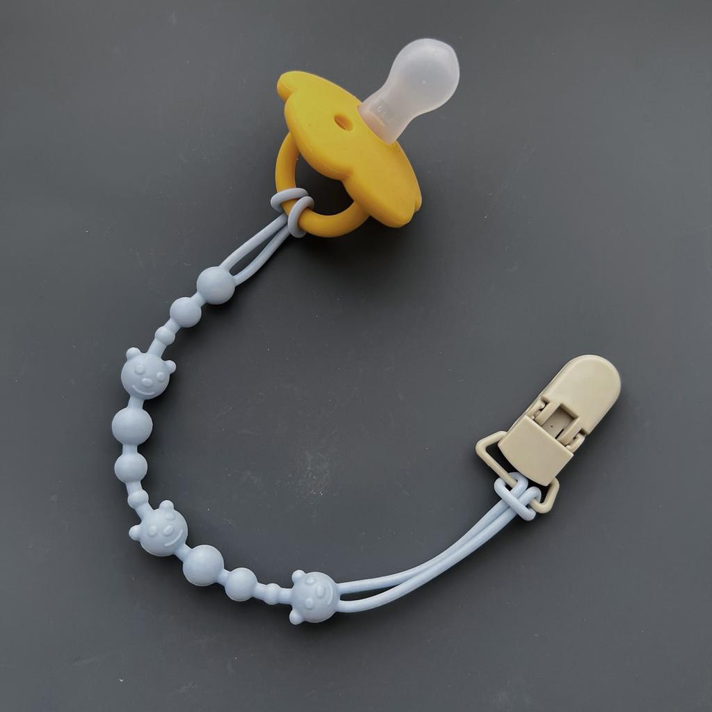 Practical Silicone Pacifier Chain Bear Pattern Pacifier Clip Food Grade Silicone Baby Pacifier Clip for Teething Infants