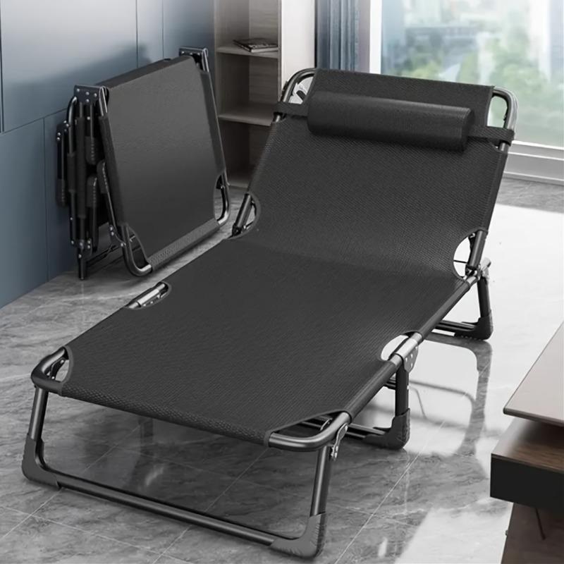 Portable Outdoor Folding Bed & Lounge Chair with Headrest, Camping Furniture, Lightweight Free Installation for Beach Poolside