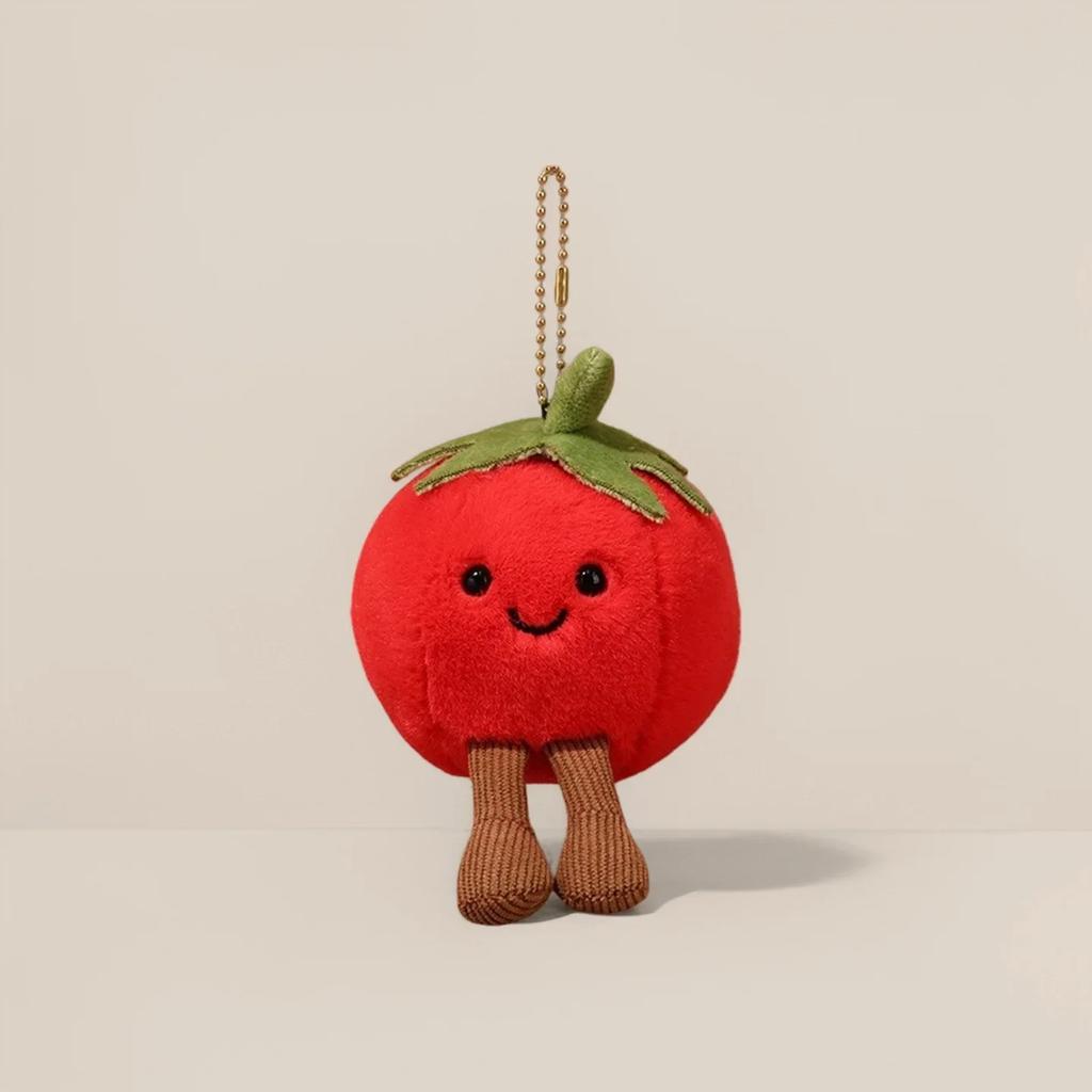 Cartoon Cute Fruit and Vegetable Plush Series Keychain Toy Peach Pear Cherry Doll Smiling Face Fruit Decoration Pet Gift