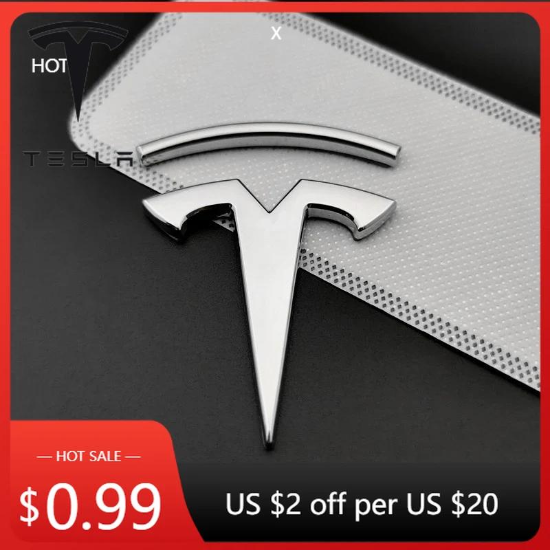 Автомобильная наклейка Tesla 3D МЕТАЛЛИЧЕСКИЙ значок на капот автомобиля Наклейка-шильдик на задний багажник Декор заднего багажника Для Tesla Model S X 3 Y 2017 За шт.