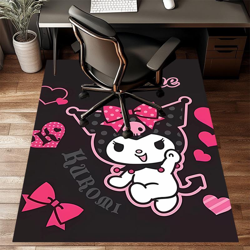 Custom Kuromi Mat Personalized Name, Polyester Washable Indoor Entryway Rug, Gift for Christmas, Easter, Thanksgiving Day