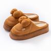 Cartoon Bow Cotton Slippers Autumn and Winter Thick-soled Velvet Warm and Comfortable Indoor Home Couple Shoes