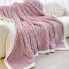 1 шт. Двухслойное утолщенное вязаное покрывало с узором Мягкое пушистое одеяло для домашнего декора