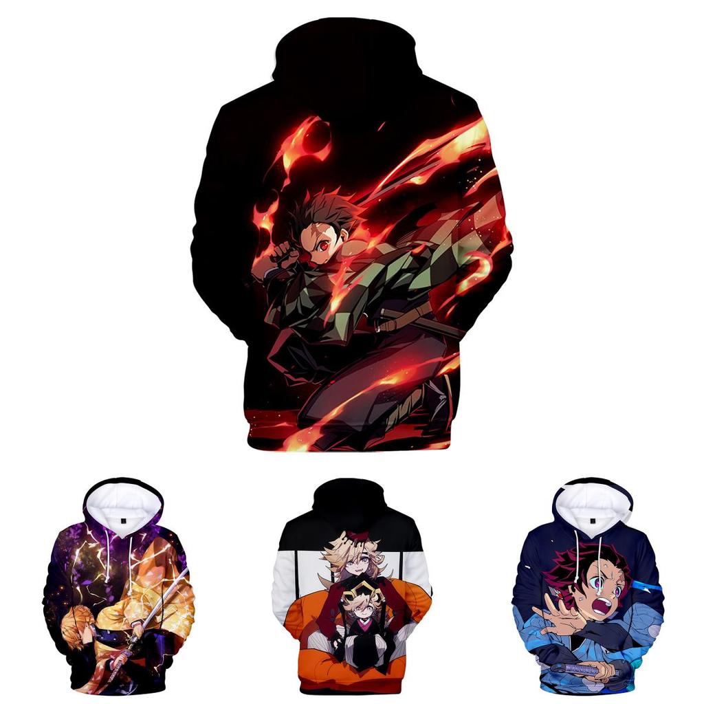 Яркая толстовка с 3D-принтом Demon Slayer Kimetsu No Yaiba для повседневной носки