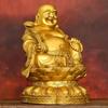 Медная статуэтка Maitreya Большой Живот Смеющийся Будда Привлекающий Богатство Домашние Подношения
