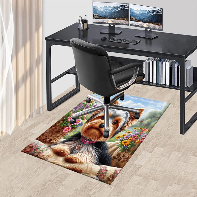 1PC Flower Basket Yorkie Extra Large Non Slip Floor carpet, Office, family, bedroom Large Area Rug Indoor Rugs, Vibrant Colors