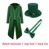 St. Patrick's Day Costume Tailcoat Leprechaun Irish Green Gothic Vintage Steampunk Tailcoat Top Hat Bow Tie Halloween Costume