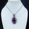 Amethyst Pendant Gemstone Jewelry,  999 Copper Wire Wrapped Pendant, Gift For Women Handmade Pendant