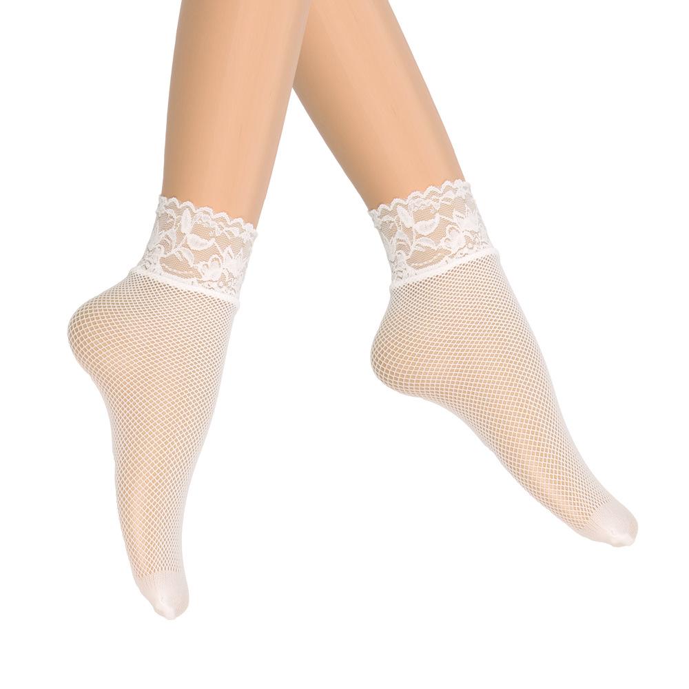 Летние кружевные носки-сетка до щиколотки Black Pearl - Дышащие, невидимые чулки больших размеров