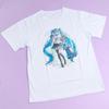 Аниме футболка Hatsune Miku с кошачьими ушками "Love Music", унисекс, уличная одежда с виртуальным певцом, оверсайз, 100% хлопок, повседневная футболка с коротким рукавом