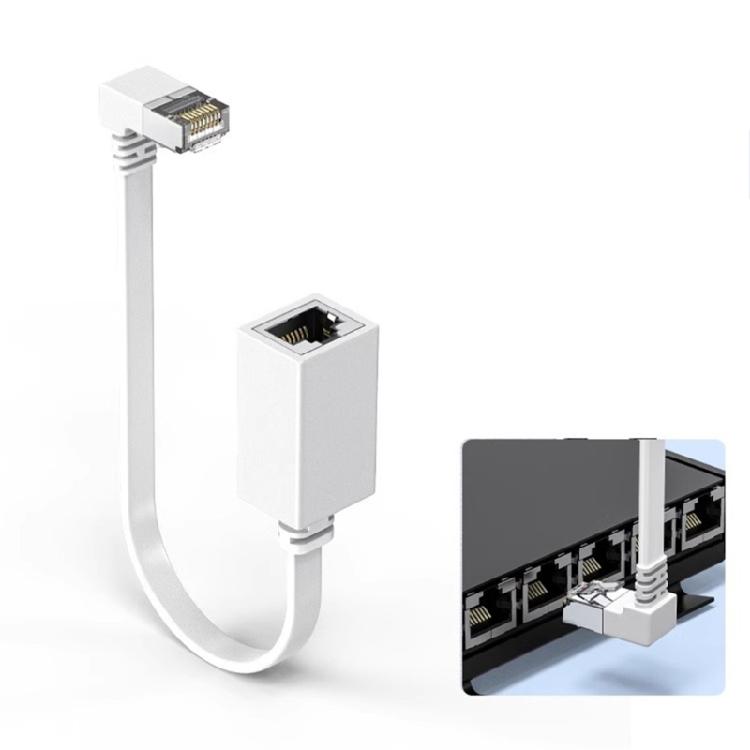 Кабель-удлинитель Ethernet CAT7 10 Гбит/с, 90-градусный удлинитель, угловой сетевой кабель RJ45-адаптер для ПК