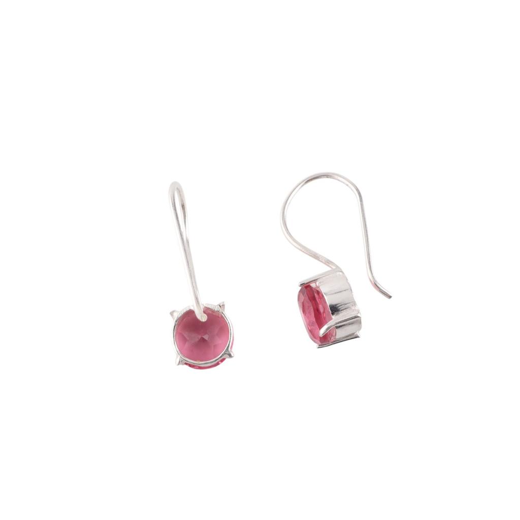 Pink Tourmaline Gemstone 925 Sterling Silver Jewelry Handcrafted Earrings 0.92" EE-174-6