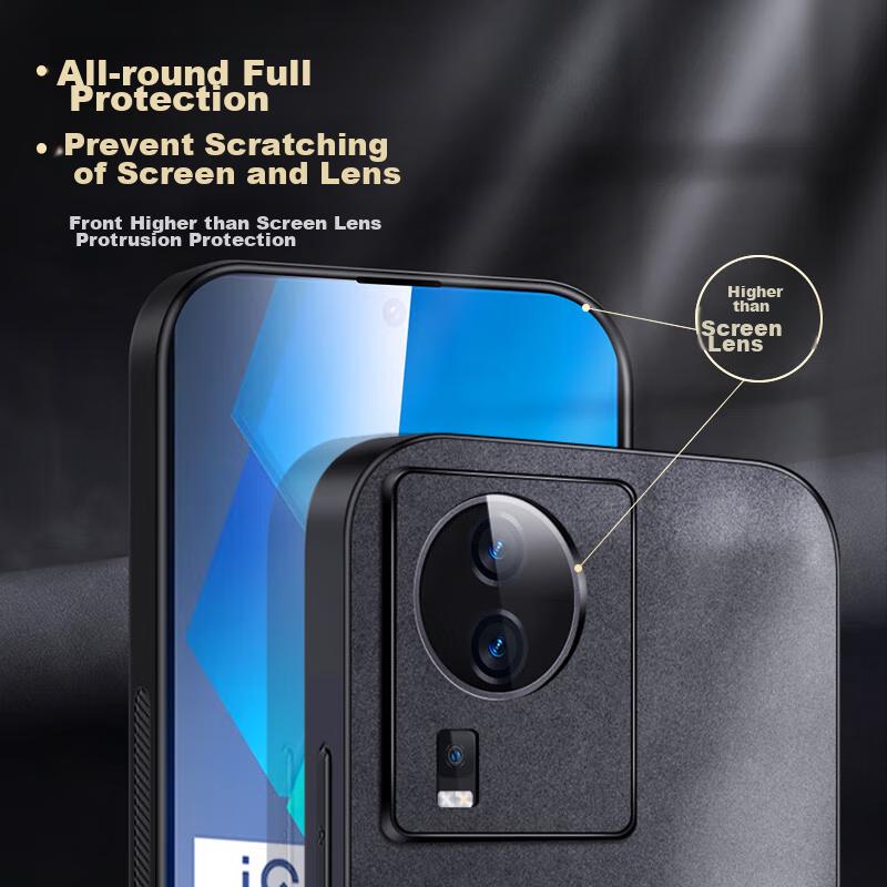 Phone Case for Vivo IQOO Neo7, Shockproof Full Protection Soft with Camera Lens Cover, Luxury Silicone Outer Casen, Black Leather Cover