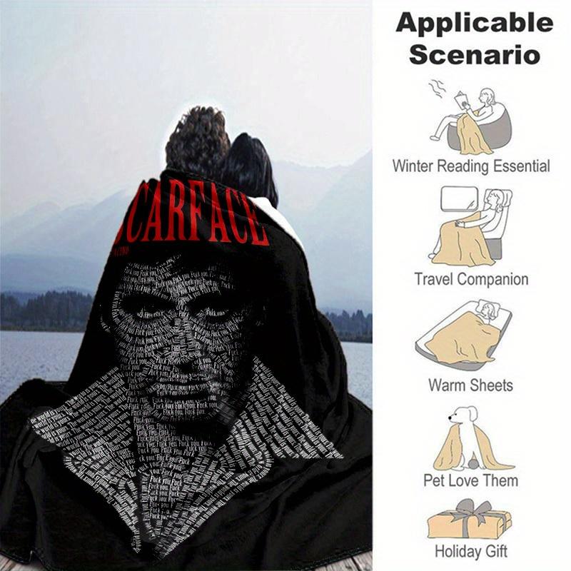 1pc Scarface-Inspired Home Decor: Cozy Blanket, Perfect Gift for Bedroom, Living Room, Travel, Camping, Car, Beach, Office Naps, Ideal Sofa Throw, Out