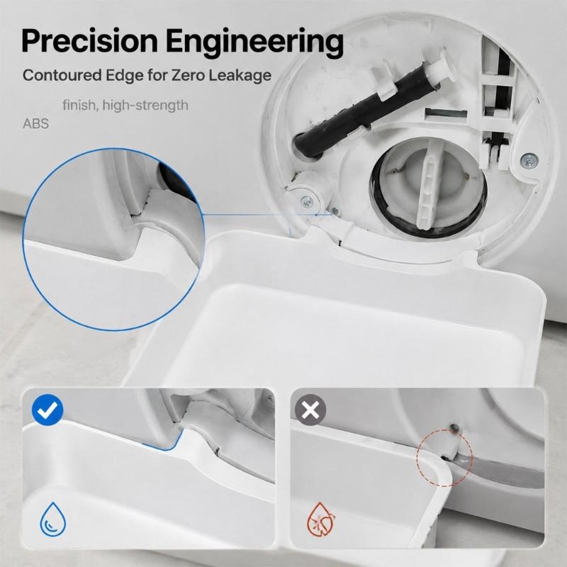 Washer Drain Pan Set with White Raised-Edge Tray and Drain Fittings for Household Laundry Room Water Control in Small Spaces