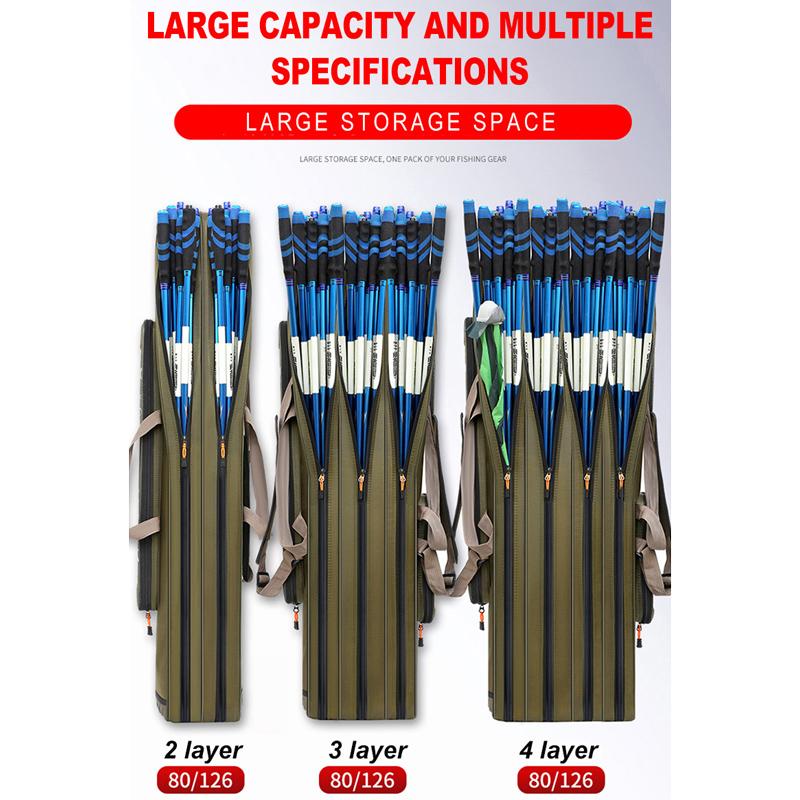 Рыболовная сумка 80/90/100/120/125/130 см 2/3/4-слойная рыболовная сумка Оксфорд Складная удочка Сумка для катушки Сумки для хранения рыболовных снастей Дорожный чехол X402G