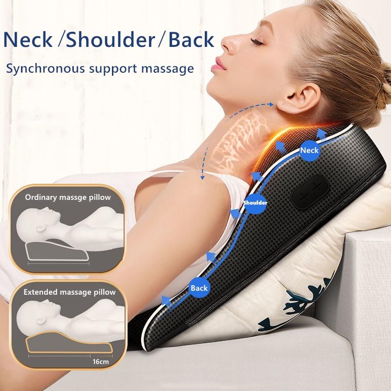 JINKAIRUI Electric Shiatsu Head Neck Cervical Ttraction Body Massager Car Back Pillow with Heating Vibrating Massage Device