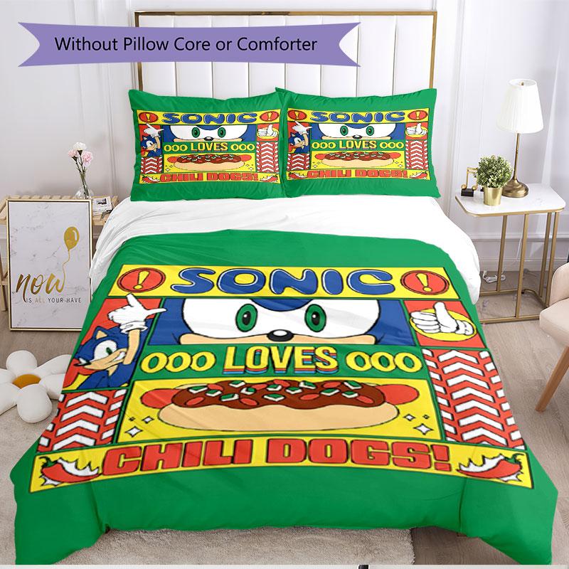 3pcs Duvet Cover Set (1*Duvet Cover + 2*Pillowcase, Without Core), Sonic Print Soft All‑Season Bedding Set, Home Bedroom Decor Gift