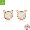 Meow Star Simple Cat Earrings Women'S Opal S925 Sterling Silver Stud Earrings, Source Sce538