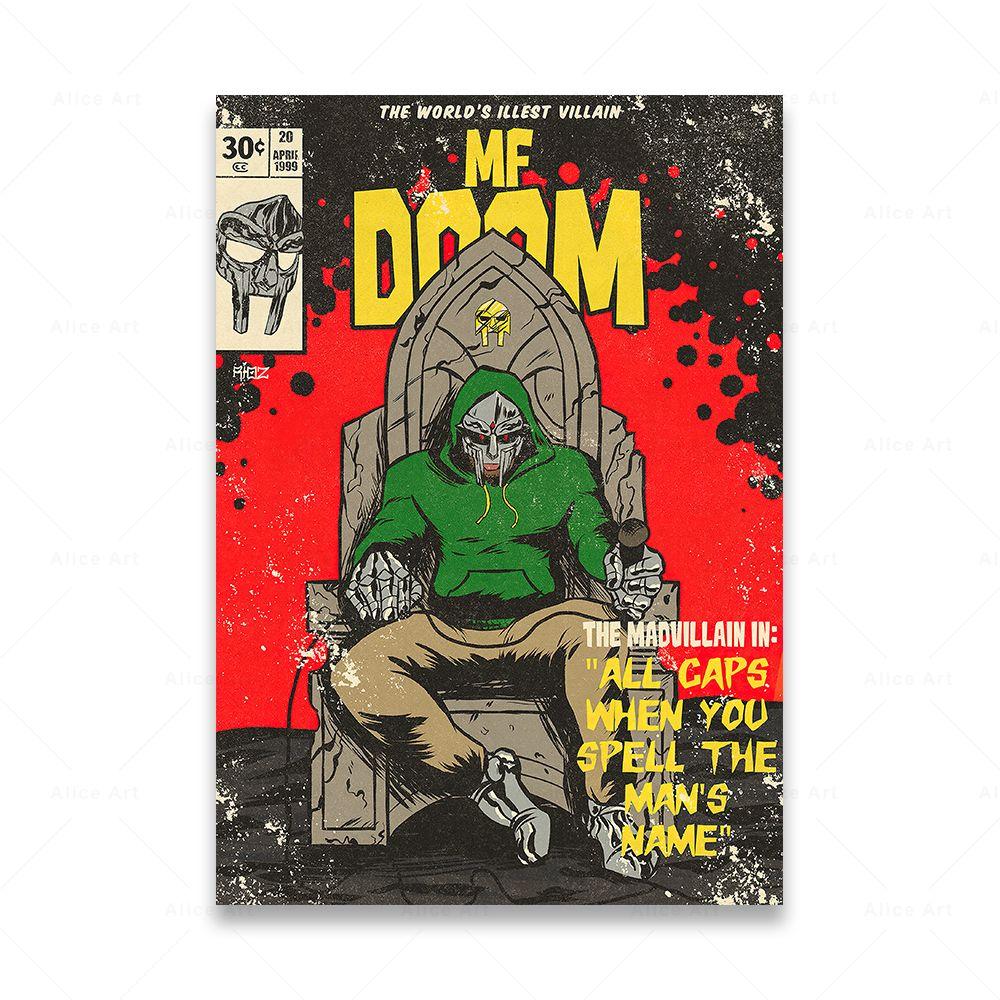 Певица Madvillain MF Doom плакаты Декор комнаты Хип-Хоп Рэп Музыкальный Альбом Звезда Настенная Картина на Холсте Для Гостиной Домашний Декор