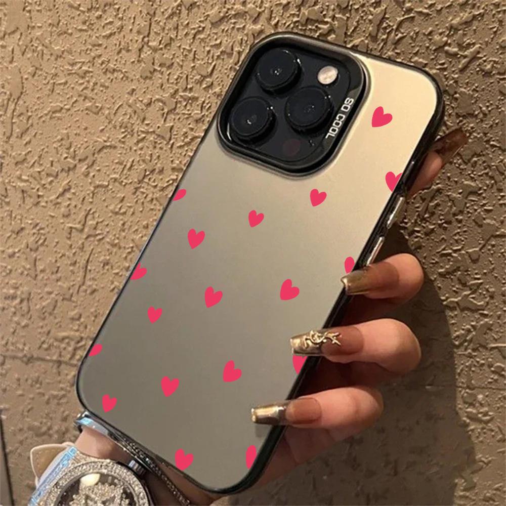 Розовое Сердце Любви Чехол для Телефона Пара IMD Для iPhone 17 15 Pro Max Чехлы iPhone 11 12 13 ProMax 14 16 Plus 7 XS XR Ударопрочный Funda