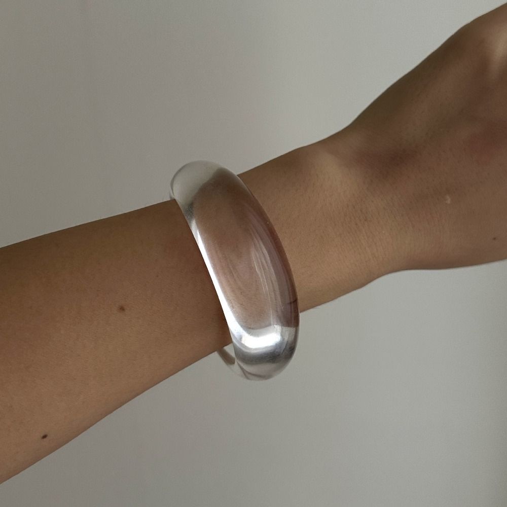 Transparent Acrylic Open Bangle Bohemian Retro Hand Ring Cute Cuff Wide Bracelet Women