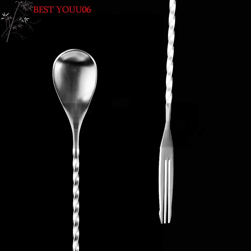 Hot S/L Size Stainless Steel Bar Cocktail Stirrer Mixing SpoonThread Bar Spoon Cocktail Stirring Bartending BarTool Wine Accesso