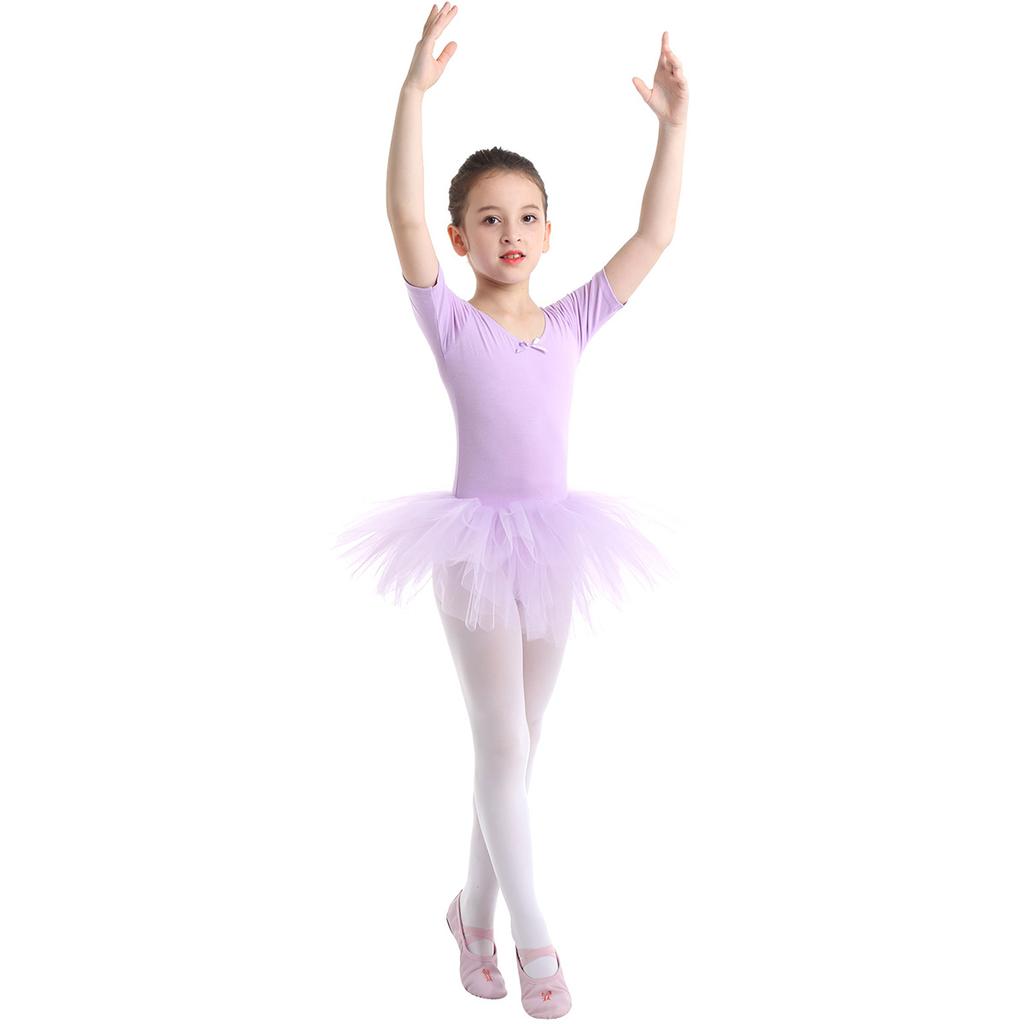 Детское гимнастическое трико с короткими рукавами для девочек, балетное платье-пачка для танцев, нарядный костюм, танцевальная одежда