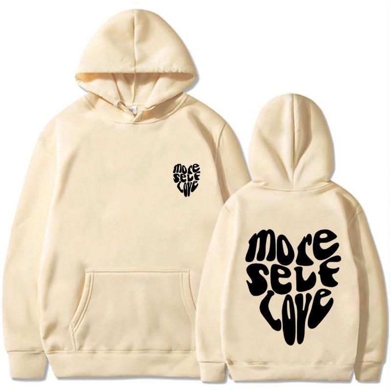 Unisex Hooded Fleece Sweatshirt With Letter Print Ribbed Hem Cuffs Loose Fit Long Sleeve Fall