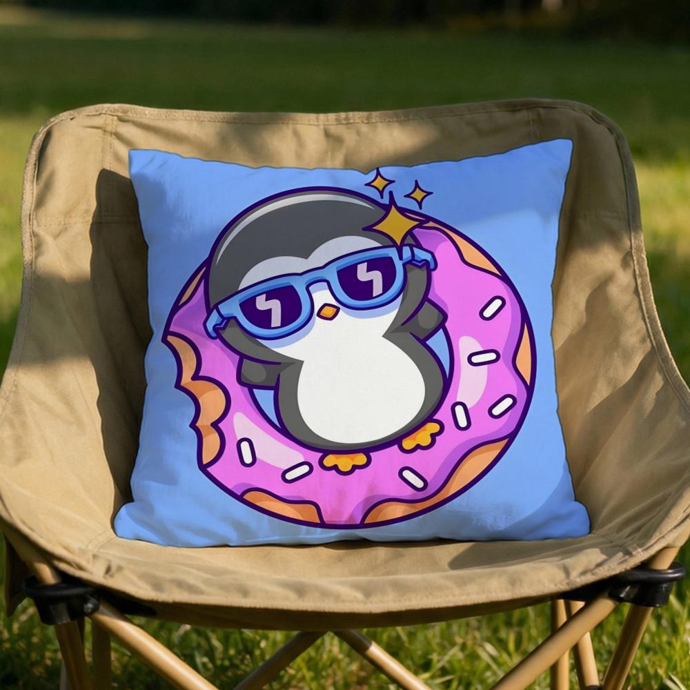 Cute Cartoon Penguin Cushion Cover Soft Reversible Durable Pillow Cover MultiScene Use for Home Car Daily Comfort