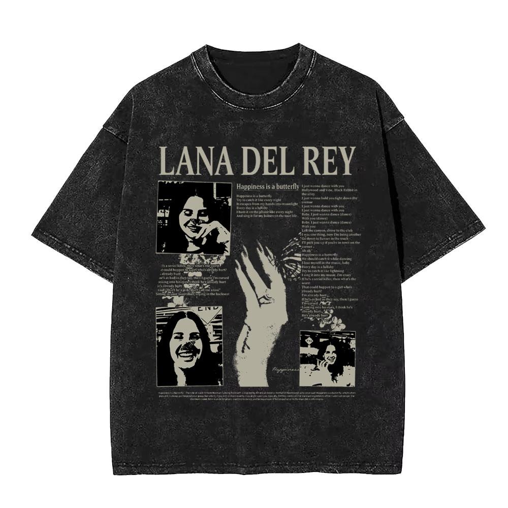 Washed Vintage WashedLana Del Rey Tour Tshirt Men Women Hip Hop Fashion Pop Music Tshirts Unisex Casual Cotton T Shirts