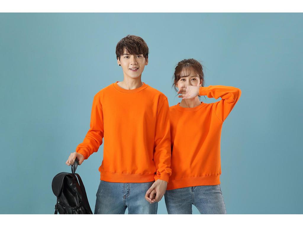 Осенний однотонный свитшот с круглым вырезом на заказ для пар и групп