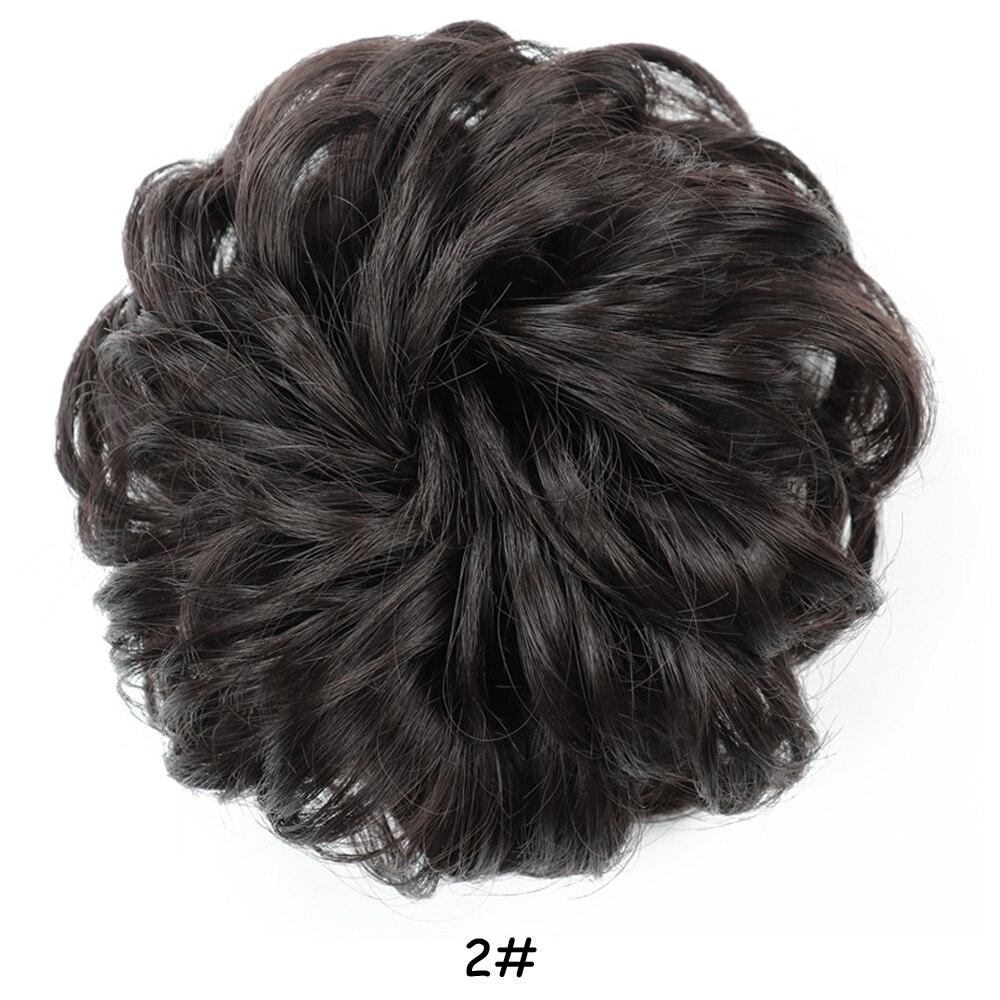 MISS WIG Women Messy Chignon Donut Hair Bun Fake Hair Elastic Chignon Synthetic Fiber Hairpiece Gray Black Brown Color