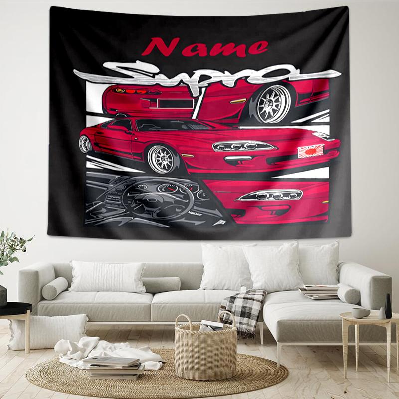 Custom Name Racing Print Tapestry, Backdrop, Easy Setup, Ideal for Bedroom, Office & Living Room, with Aesthetic Wall Hanging Decor.