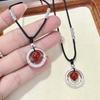 Acacia bean auspicious cloud DIY woven couple safety buckle bow transfer bead pendant simple double-layer necklace