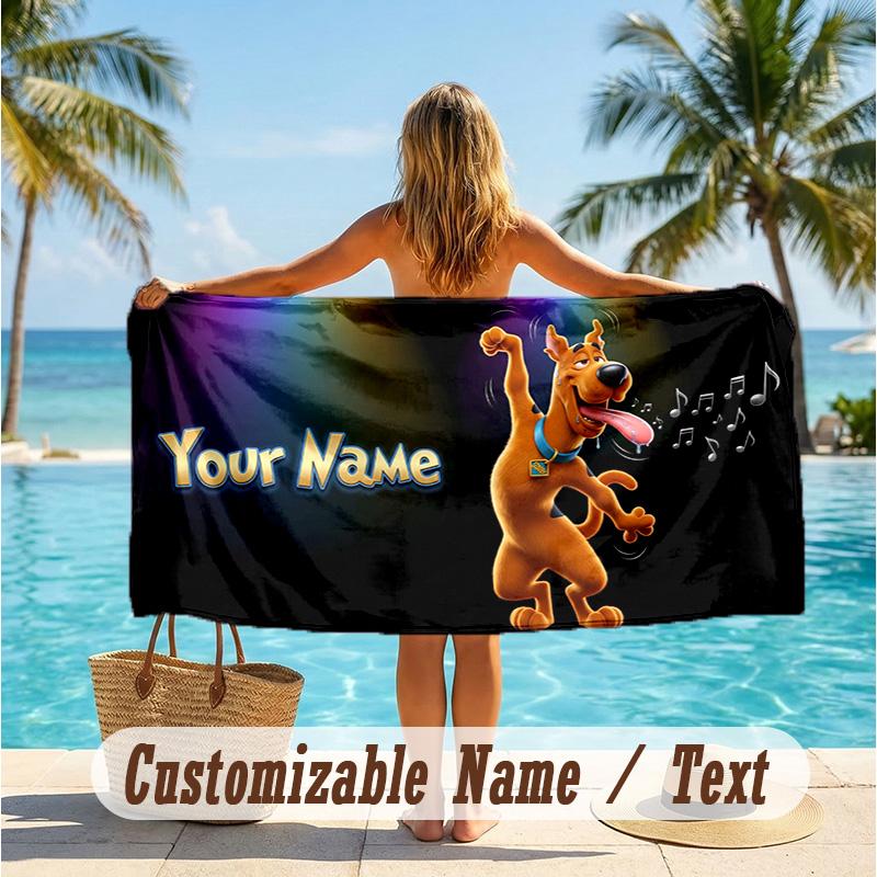 Custom Text Beach Towel, Soft Absorbent Swimming Multi-use TowelScooby-Doo
