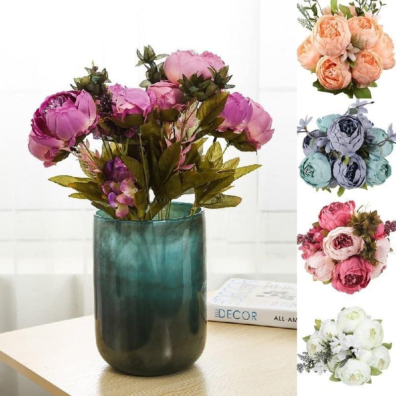 1 букет искусственных пионов чайной розы цветы камелии шелковые искусственные цветы флорес для домашнего сада свадебное украшение своими руками