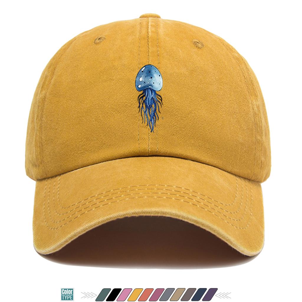 pc Deep Sea Blue Jellyfish Print Baseball Cap Dreamy Elegant Pattern Fashionable Trendy Hat Unisex Adjustable Street Trend Matc