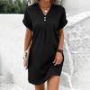 Women's Loose T-Shirt Dress Ladies V Neck Short Sleeve Beach Baggy Solid Sundress Plus Size Clothing