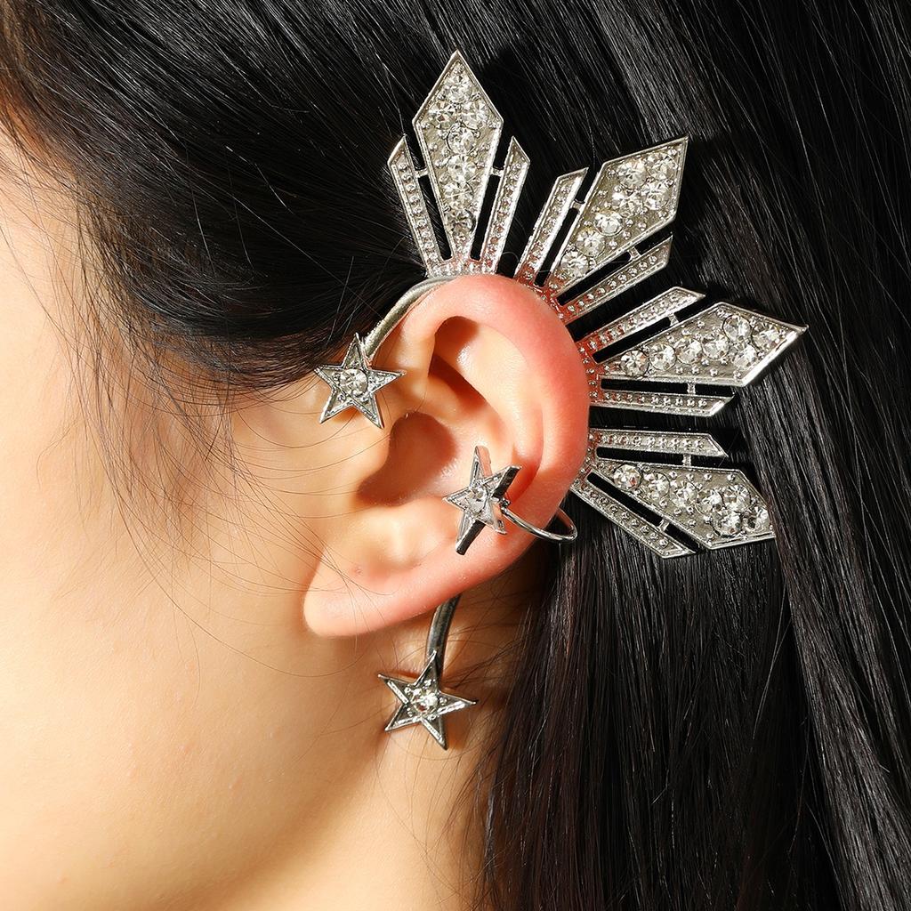 Модные персонализированные геометрические вспышки бриллиантовая пятиконечная звезда одиночные без проколотых сережек большие серьги с аксессуарами