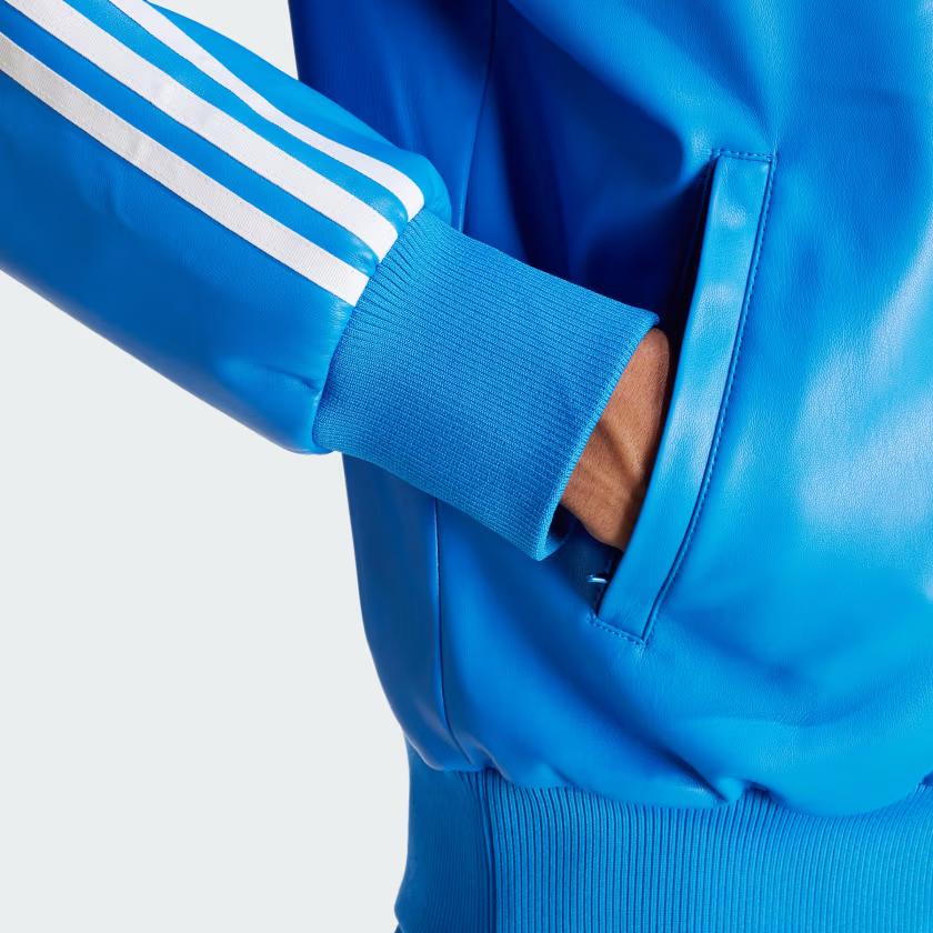 Adidas Originals Logo Stripe High Collar Long Sleeve Zip Jacket Men Outerwear Blue IZ4035